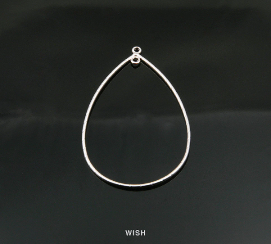 Open Drop Pendant in Matte Rhodium, Open Drop Charm / MMRH-268-P (Medium)