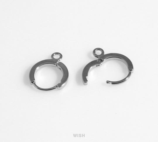 Small Clip Hoop Earrings in Rhodium, Sleeper Hoop Earrings / FRH-029-E2