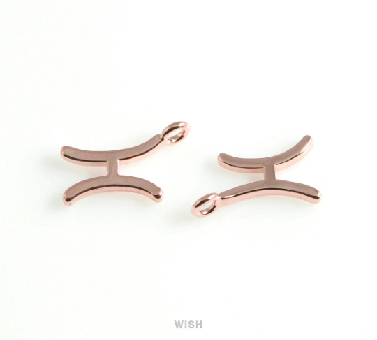 Pisces Zodiac Sign Pendants in Rose Gold, Zodiac Charm / MRG-453-PI