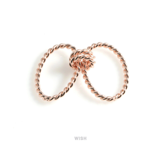 Triple Twisted Rings in Matte Rose Gold, Twisted Rings Charm / MMRG-465-P