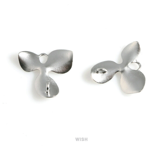 Orchid Leaves Connectors in Matte Rhodium, Floral Charms / MMRH-035-C
