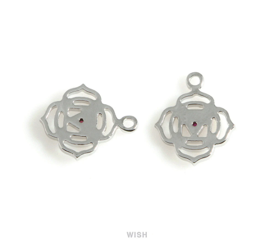 Root Chakra with CZ Pendants in Rhodium, The 1st Chakra Charm / MRH-493-P