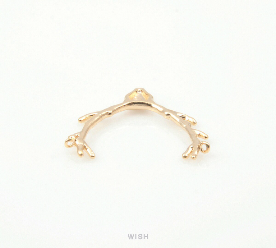 Reindeer Antler Pendants in Matte Gold, Antler Charm / MMG-178-P