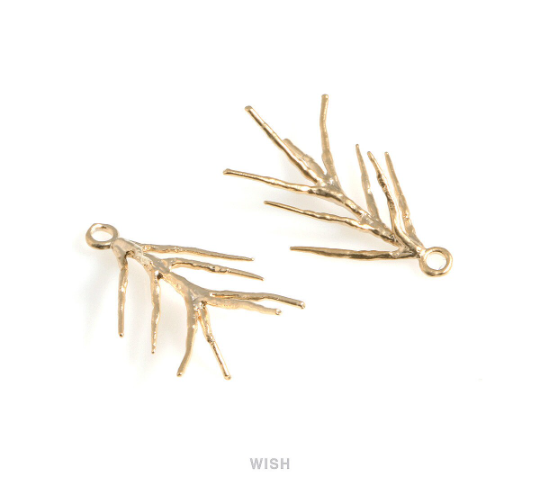 Pine Tree Pendants in Matte Gold, Pine Tree Charms / MMG-576-P