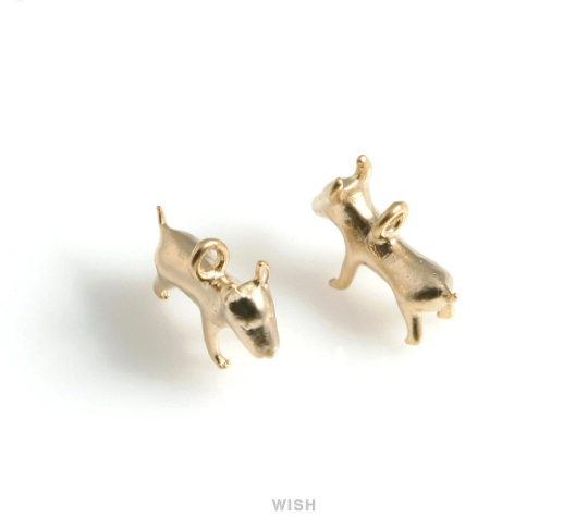 Bull Terrier Pendants in Matte Gold, Bull Terrier Charm /MMG-575-P