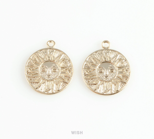 Sun Disc Pendants in Matte Rhodium, Sun Charm / MMRH-403-P