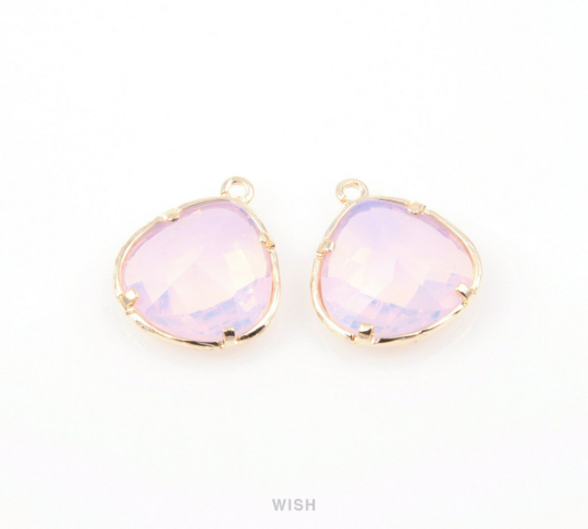 Violet Opal Faceted Glass Drop Charm in Gold, Violet Opal Charms / GVOG-036-P