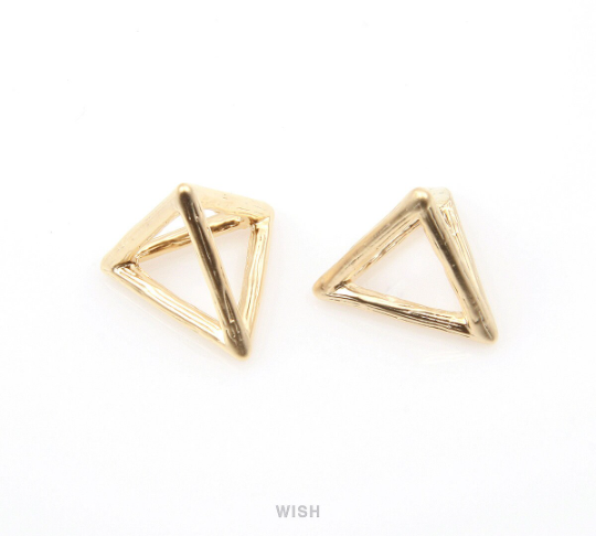 Triangle Pyramid Pendant in Matte Gold, Triangle Pyramid Charm / MMG-229-P