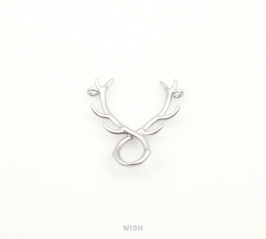 Reindeer Pendants in Matte Rhodium, Reindeer Outline Charm / MMRH-191-P