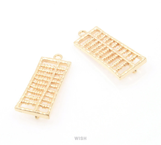 Abacus Connectors in Matte Gold, Abacus Charm / MMG-078-C