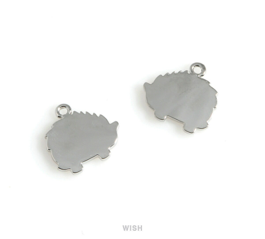 Hedgehog Pendant in Rhodium, Gold Hedgehog Charm /MRH-543-P