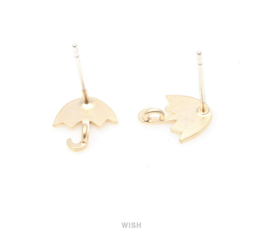 Umbrella Stud Earrings in Matte Gold, Umbrella studs / MMG-255-E