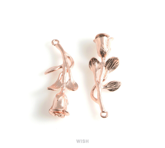 Rose Flower Pendant in Matte Rose Gold, Rose Flower Charm / MMRG-455-P