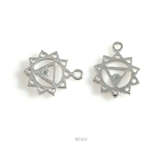 Solar Plexus Chakra with CZ Pendants in Rhodium, 3rd Chakra Charm / MRH-495-P