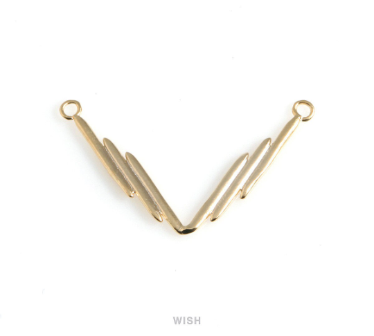 Chevron Pendants in Matte Gold, V shape Charm / MMG-552-P