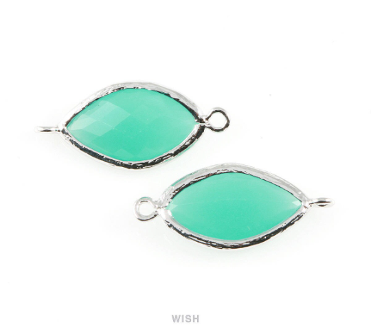 Mint Boat Glass Connector in Rhodium, Framed Boat Connector / GMTRH-030-C