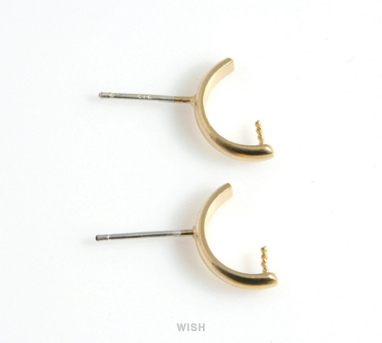 Semicircle Stud Earrings in Matte Gold, Semicircle Ear Studs /MMG-551-E