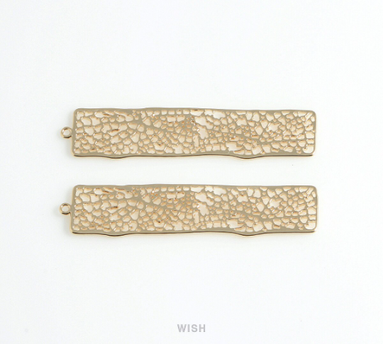 Mesh Bar Pendants in Gold, Rectangle Net Charms / MG-054-P