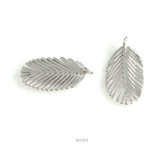 Banana Leaf Pendants in Matte Rhodium, Banana Leaf Charm / MMRH-434-P