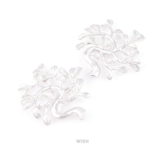 Family Tree Pendants in Matte Rhodium, Winter Tree Charms / MMRH-040-P