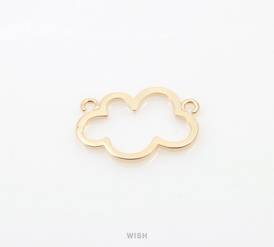 Open Cloud Pendants in Gold, Cloud Outline Necklace Charms / MG-323-P