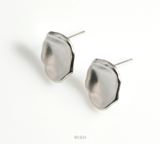 Hammered Concave Stud Earrings in Matte Rhodium, Hammered Concave Ear Studs / MMRH-597-E
