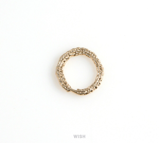 Rope Circle Pendants in Matte Gold, Straw Rope Circle Charms / MMG-578-P