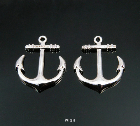 Large Anchor Pendants in Rhodium, Anchor Charms / MRH-144-P