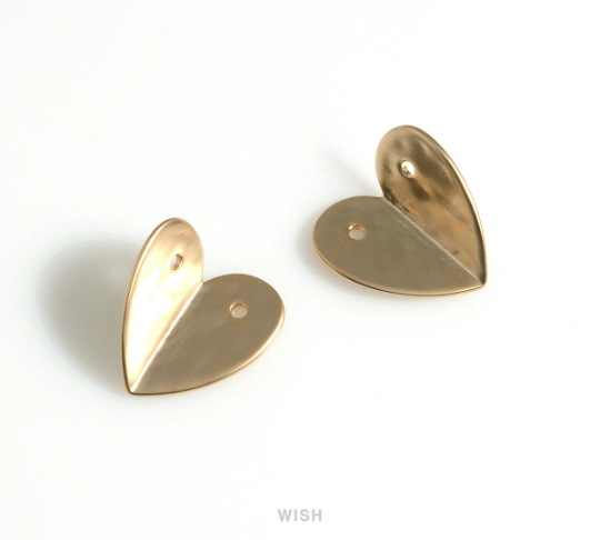 Hammered Heart Pendants in Matte Gold, Hammered Heart Charms / MMG-664-P