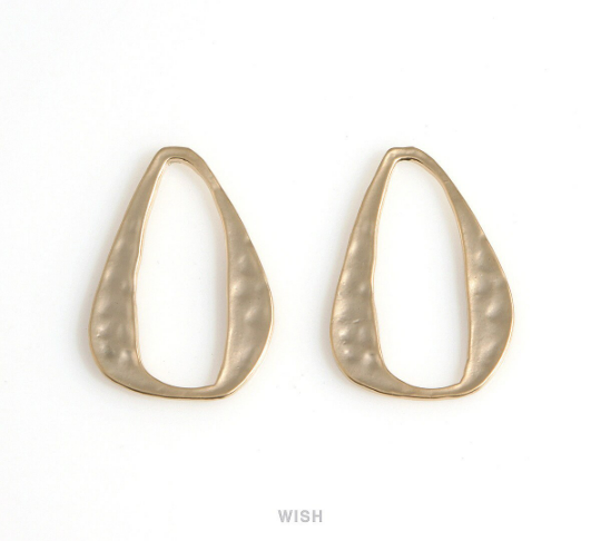 Hammered Open Drop in Matte Rose Gold, Space Drop Connector  / MMRG-648-P