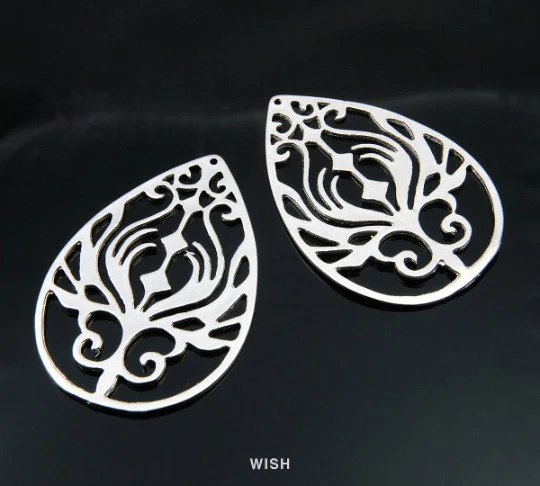 Phoenix in Teardrop Pendant in Matte Rhodium, Phoenix in Teardrop Charm / MMRH-146-P