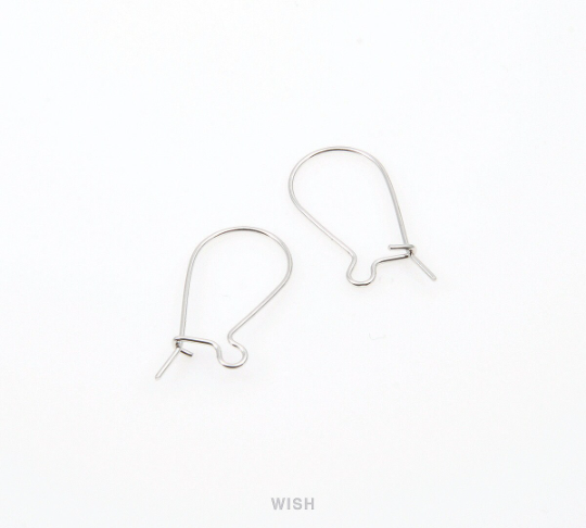 Small Kidney Hook in Rhodium, Kidney Hook Earrings / FRH-018-E (10pcs)