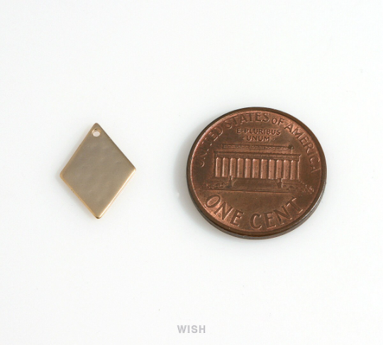 Hammered Diamond Charm in Matte Gold, Hammered Rhombus Pendants / MMG-634-P (Small)