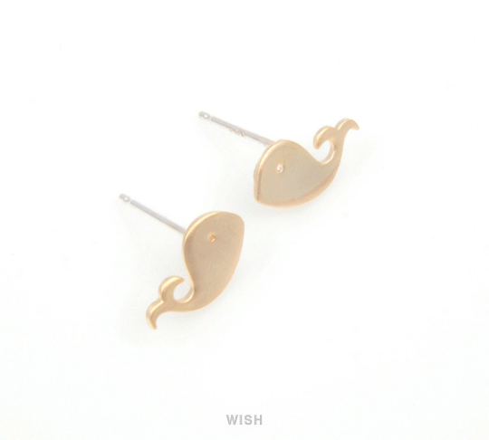 Whale Stud Earrings in Matte Gold, Whale Earposts / MMG-104-E