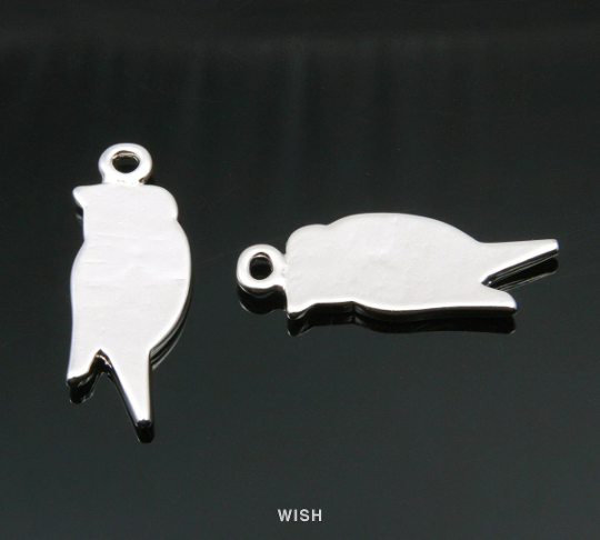 Parrot Pendants in Matte Rhodium, Bird Charms / MMRH-021-P