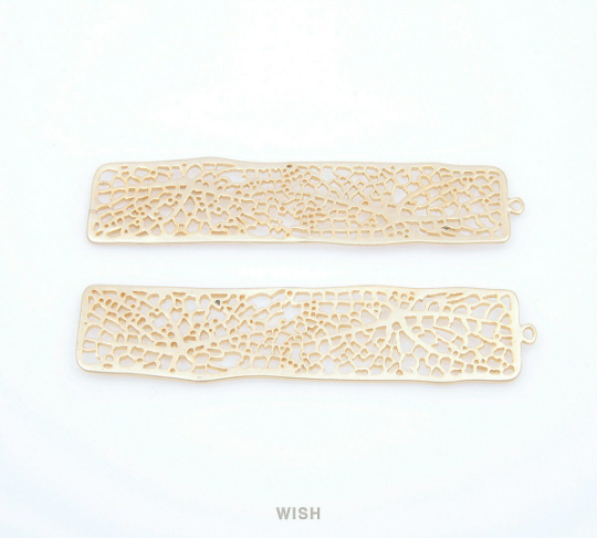 Mesh Bar Pendants in Matte Gold, Rectangle Net Charms /MMG-054-P (Large)