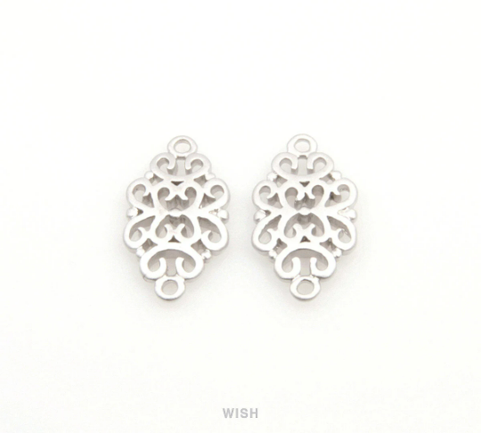 Oriental Pattern Pendants in Matte Rhodium, Oriental Carpet Charms /MMRH-188-P