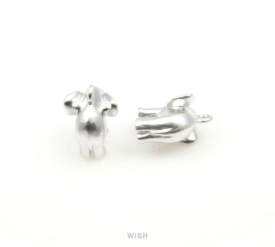 Elephant Pendants in Matte Rhodium, Solid Elephant Charm / MMRH-167-P (Large)