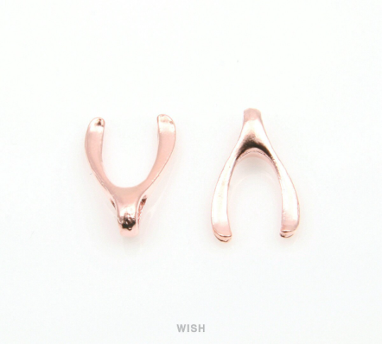 Wishbone Pendant in Matte Rose Gold, Wishbone Charm / MMRG-228-P