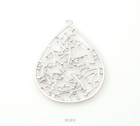 Teardrop Pendants in Matte Rhodium, Ball Pins in Teardrop Charms / MMRH-177-P