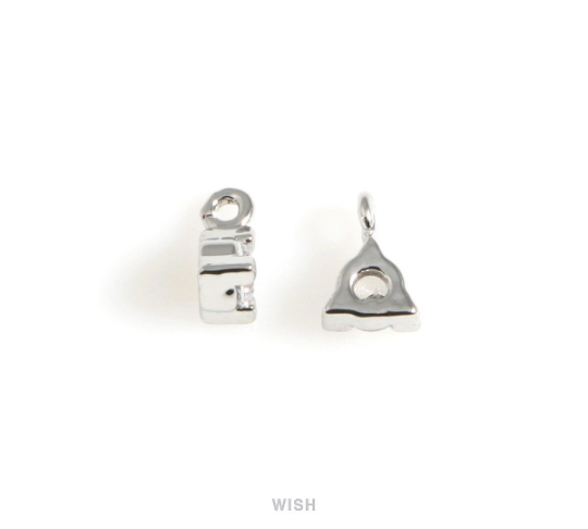 Cubic Zirconia in Rhodium Triangle Frame, Triangle CZ Charm / CRH-078-P