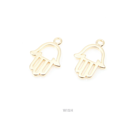 Hamsa Pendants in Gold, Hands Charms / MG-012-P