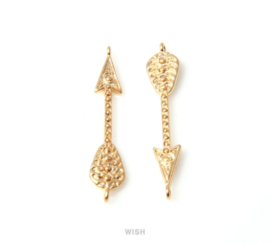 Arrows Connectors in Matte Gold, Arrows Charm / MMG-147-C