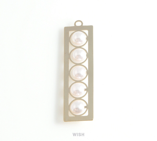 Five Pearl Bar Pendant in Rose Gold, Quintuple Pearl Bar / MRG-442-P
