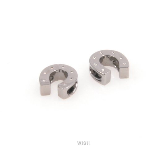 Horseshoe Charms in Shiny Gunmetal, Horseshoe Beads / MGM-066-B