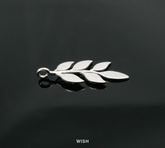 Six Leaves Twig Pendant in Matte Rhodium, Six Leaves Twig Charm / MMRH-198-P