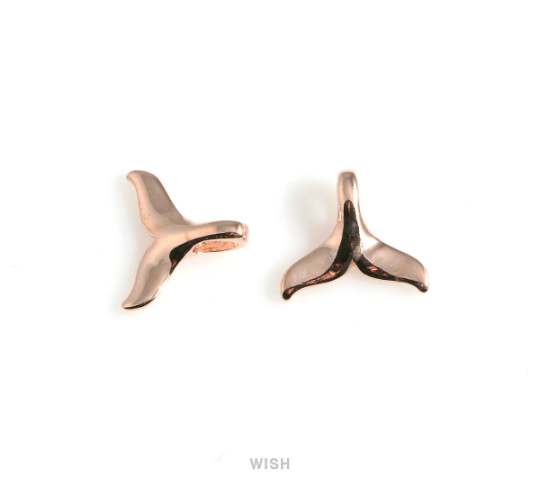 Medium Whale Tail Pendant in Rose Gold, Mermaid Tail Charm / MRG-549-P