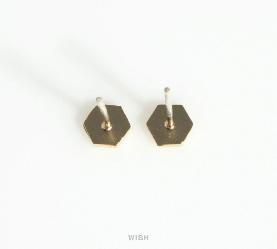 Hexagon Stud Earrings in Matte Gold, Hexagon Ear Studs / MMG-415-E