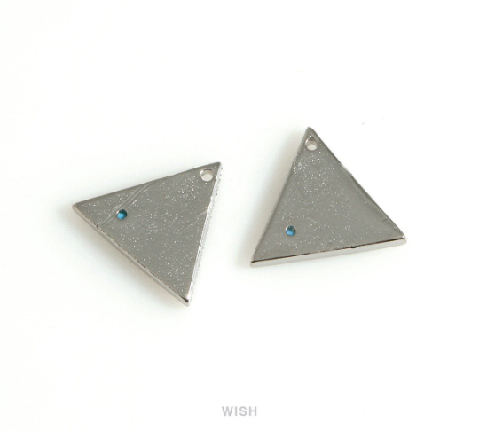 Triangle Charm with a Turquoise in Matte Gold, Triangle Pendant / MMG-669-P
