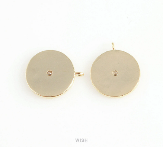 Star Disc with Cubic Zirconia Pendant in Matt Gold, Star Coin Charm /  MMG-413-P